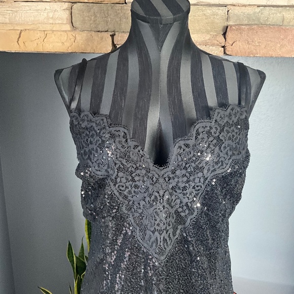 Y2K Babydoll Sequin Lace HOCO Dress Whimsigoth Grunge Witchy Party Black XXL - Picture 3 of 13